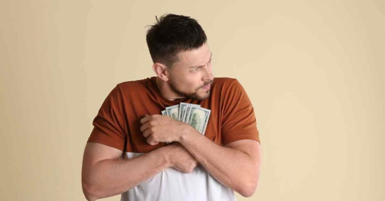 A man hiding his money