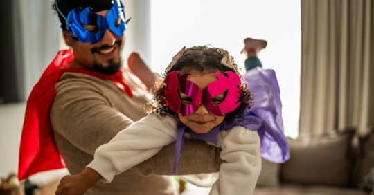 Father and daughter playing