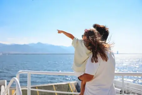 father and daughter on a cruise ship